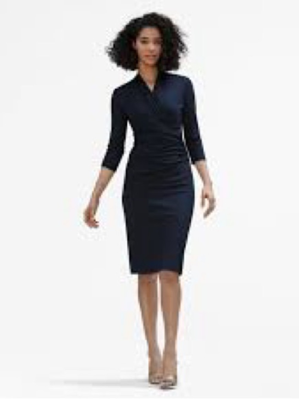 Mm Lafleur Navy Wrap-Style Dress- large - Picture 2 of 9